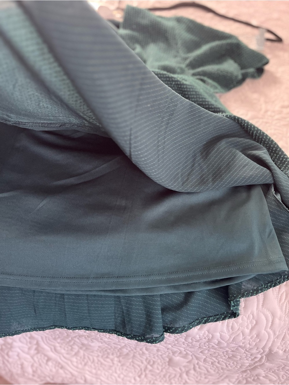 ARULA Deep Green Textured Tiered Mini Dress - Picture 8 of 9